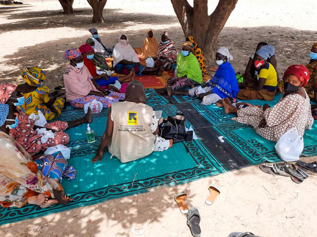 Catherine during one of the IRC's safe spaces for women in camps